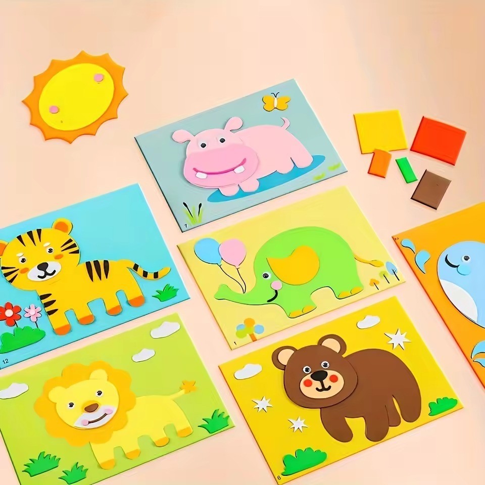 DIY 3D EVA Foam Sticker Puzzle Cartoon Animal Craft Educational Toy Kids Gift