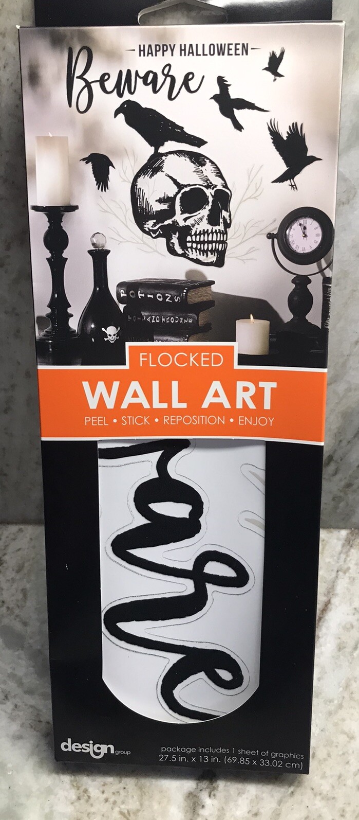 Happy Halloween Sheet Of Wall Art 27.5x13In Peel Stick Repo Enjoy-Flocked/Beware