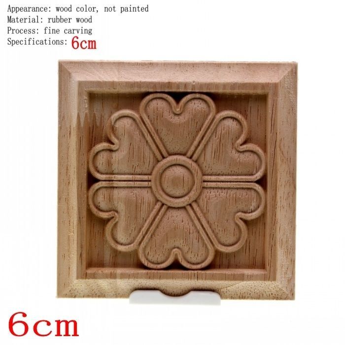 Unpainted Wood Color Decal Applique Furniture Square Home Decoration Accessories