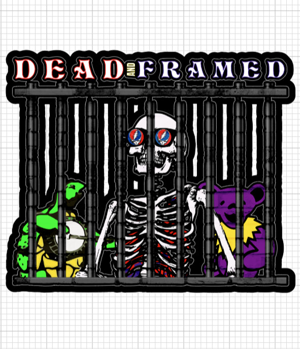 (2) Dead and Framed Grateful Dead Sticker Turtle Skeleton Dancing Bear Vinyl