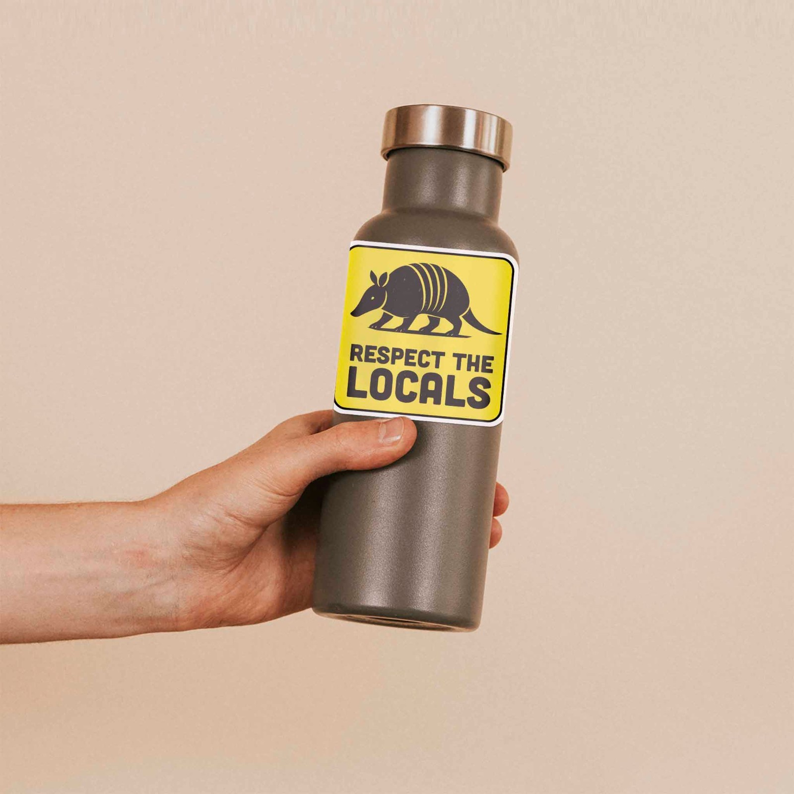 Respect the Locals Armadillo Sticker – Southern Decal for Water Bottle & Laptop