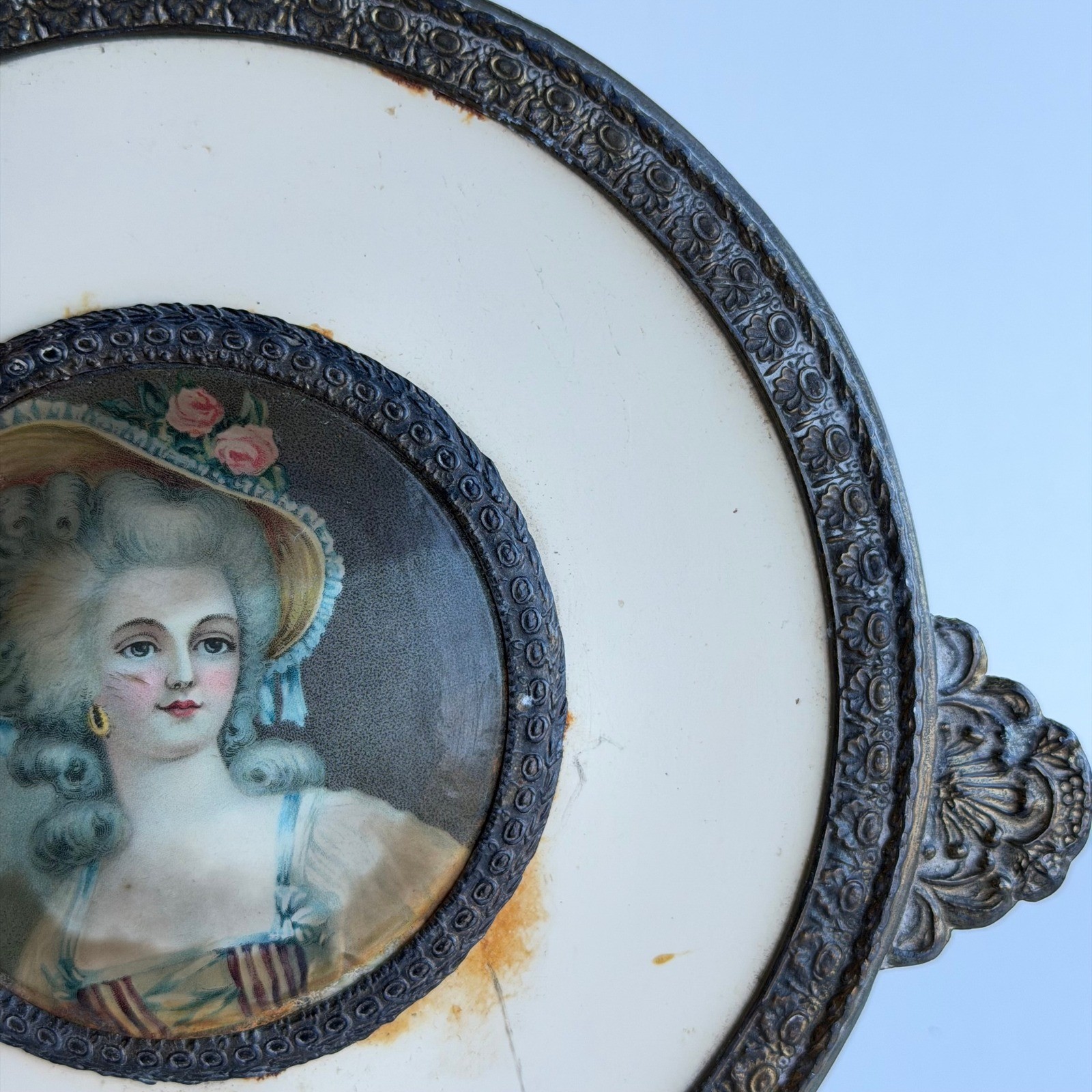 Antique Victorian Art Decor Old World Small Lady Portrait Cottagecore French