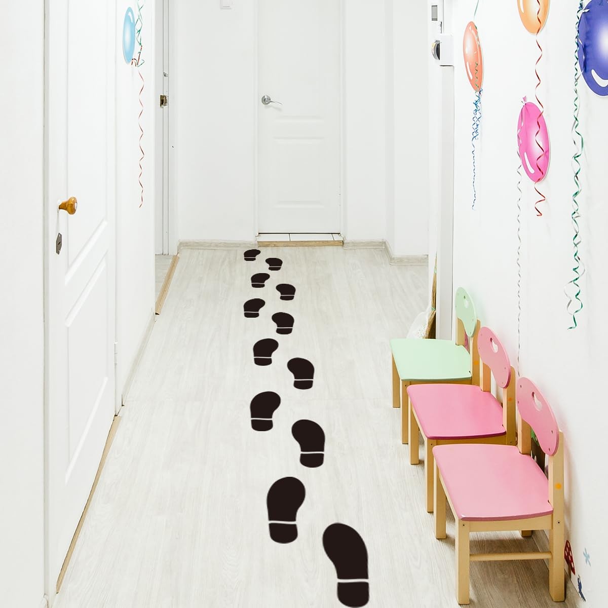 28 Pairs 56 Prints Black Shoe Stickers，Black Footprint Decals，Floor Wall Stai…