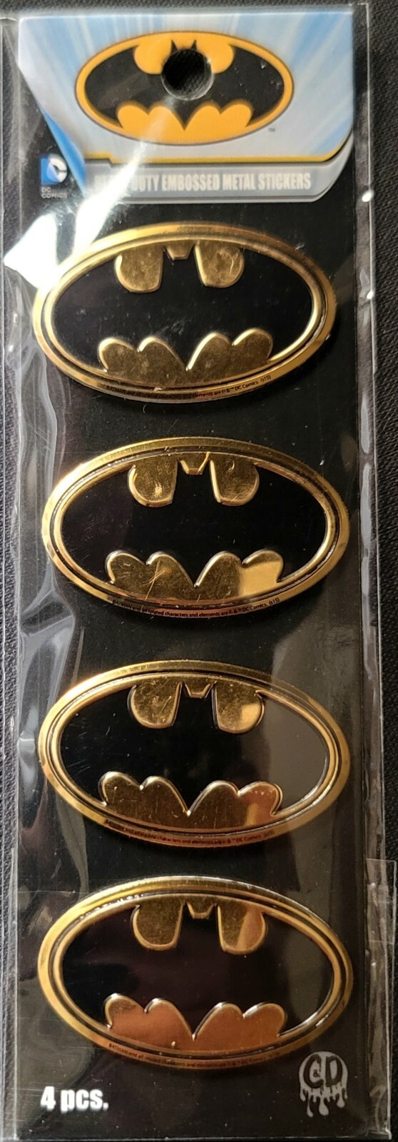BATMAN METAL STICKER "4 MINI PACK" (DISCONTINUED) 1 5/8 X 1" SIZE GREAT GIFT
