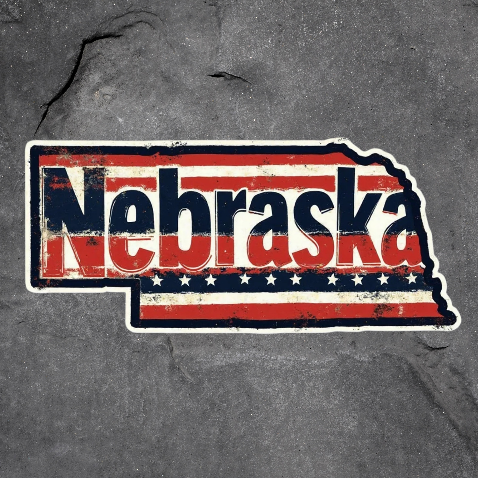 Nebraska Sticker Vinyl Decal State Shape American Flag Rustic Vintage