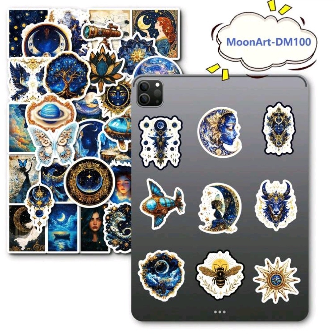 15Pc Mystical Sun Moon Stars Vinyl Stickers Wall Laptop Tablet Scrapbook journal
