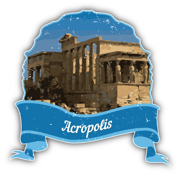 Acropolis Athens Greece World Landmark Grunge Travel Car Bumper Sticker Decal
