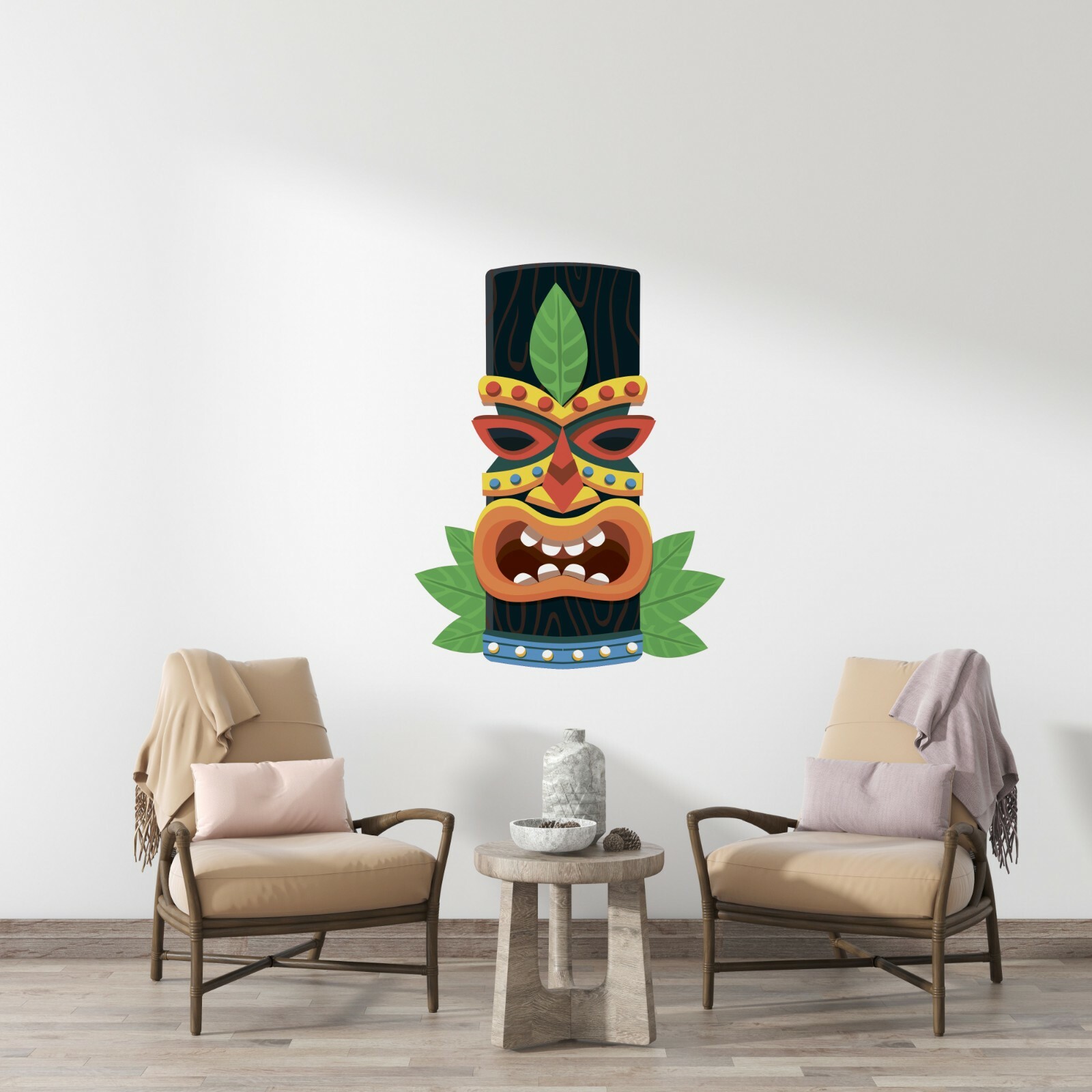 Vinyl Home Tiki Bar Sticker Totem Pole Multi-colored Carvings Wall Decal 20×26