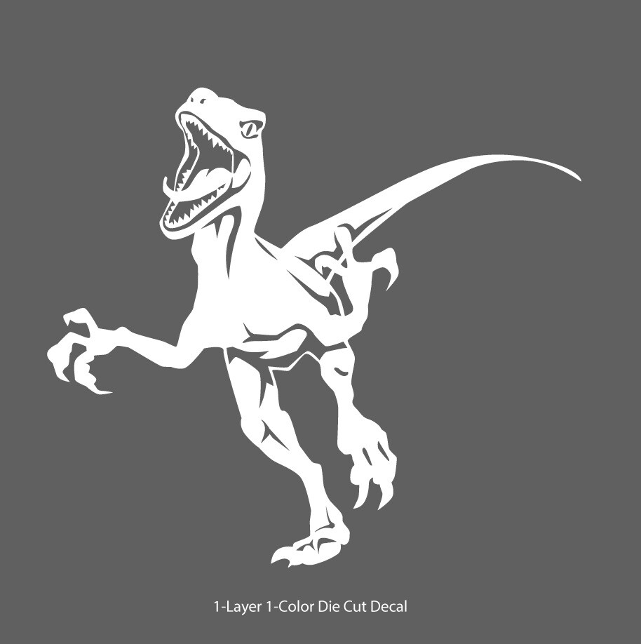 Dinosaur Velociraptor 5, Jurassic Period 4-21" wide Die Cut Vinyl Decal Sticker