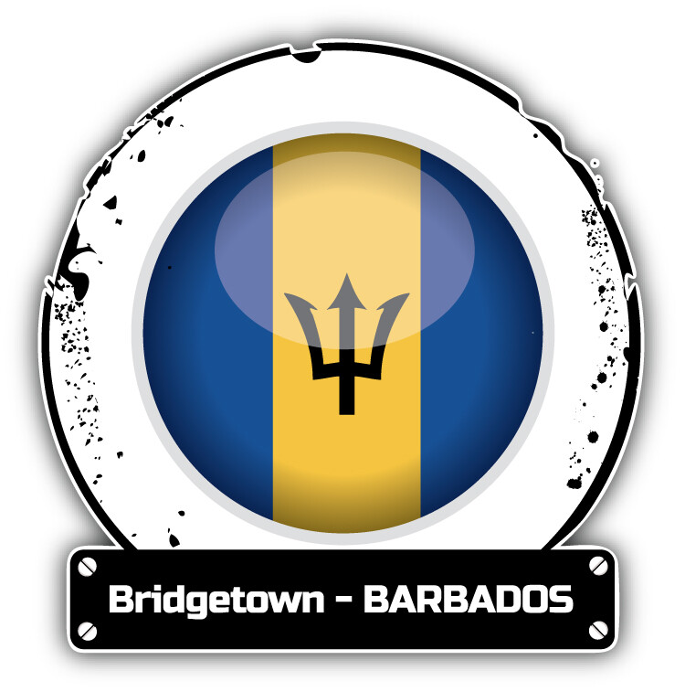 Bridgetown Barbados Glossy Flag Label Car Bumper Sticker Decal