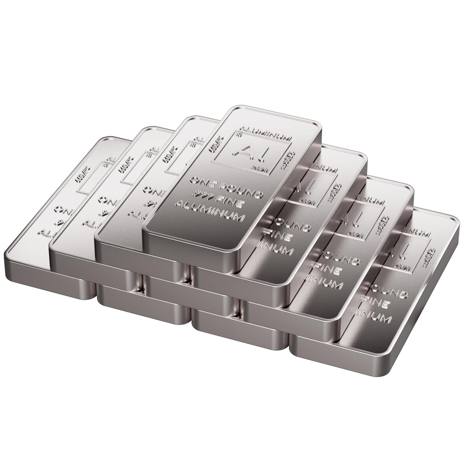 1 Pound .999 Pure Aluminum Bar Bullion with Element Design –