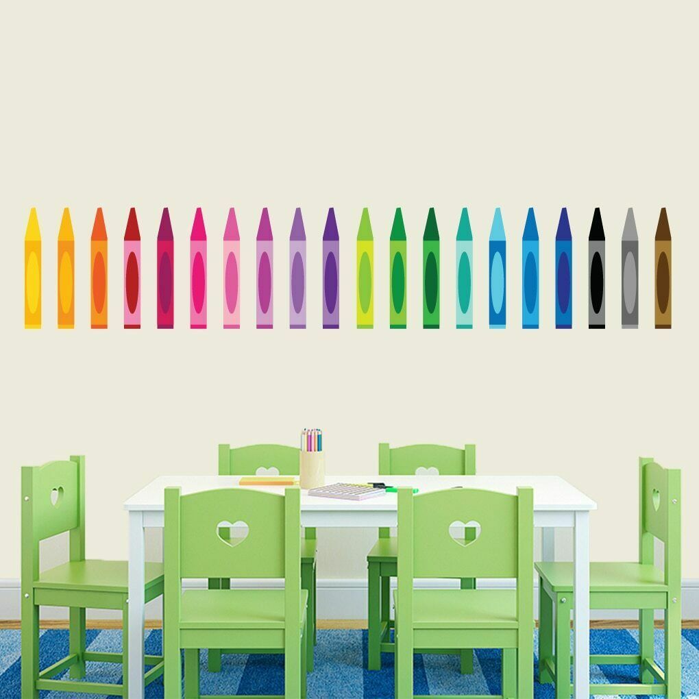 Crayons Printed Wall Decal – Coloring, Nursery and Kids, Classroom, Playroom Art