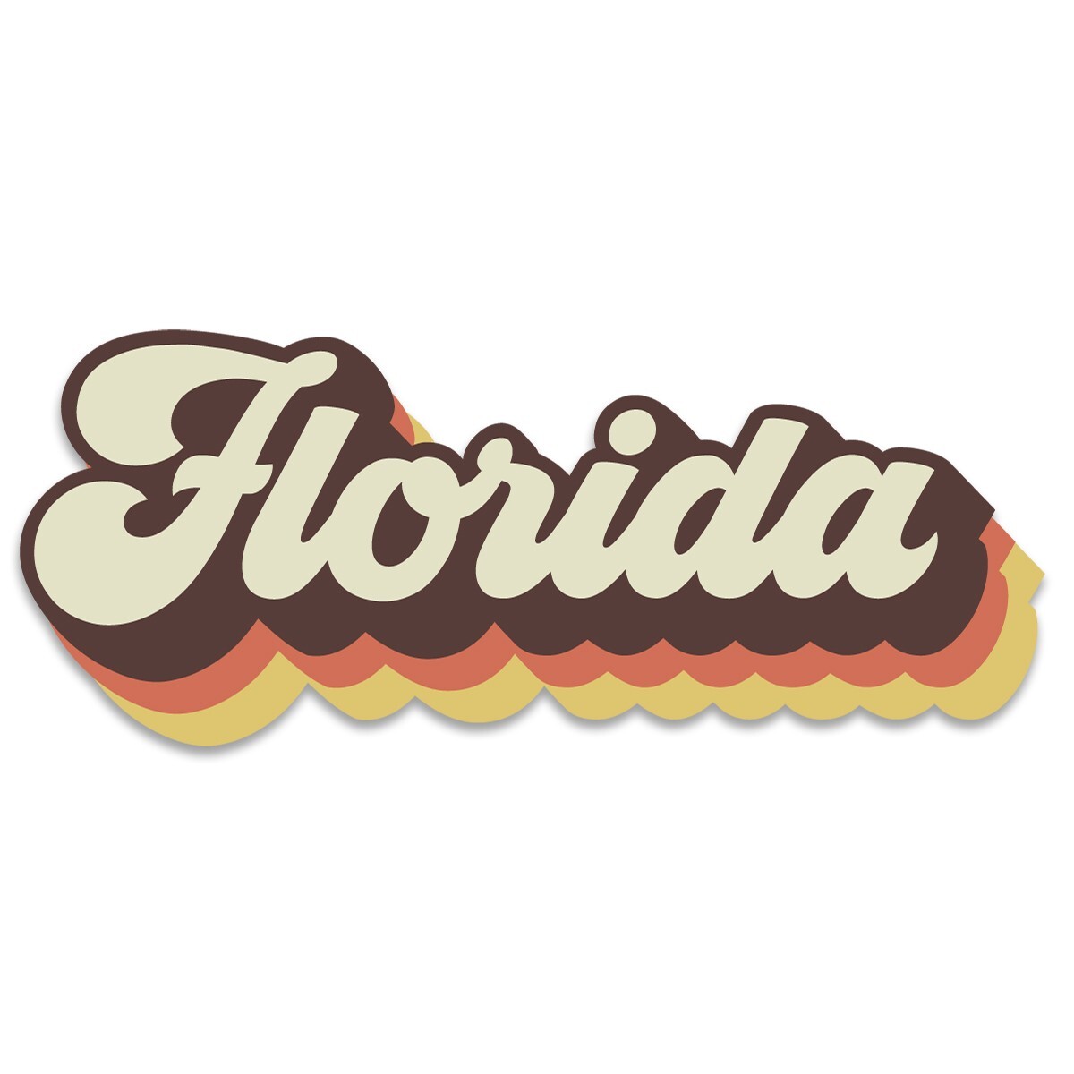 Bumper Sticker: Florida Groovy 70s Colors, Retro FL, US State Souvenir