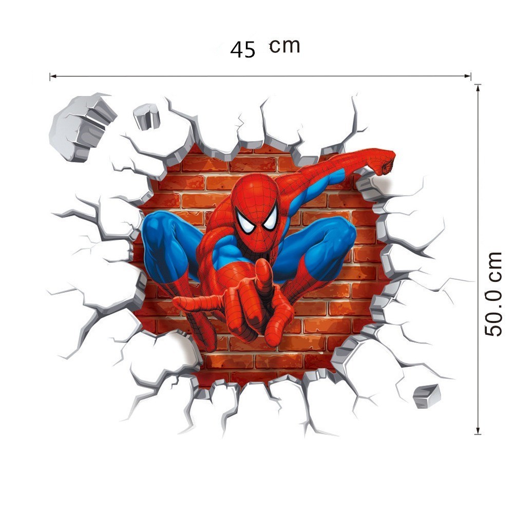 Cartoon Spiderman Wall Stickers Kids Nursery Boys Bedroom Decor Vinyl Decals