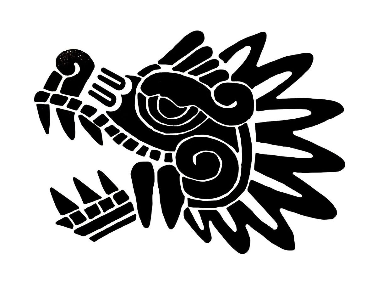 Quetzalcoatl Sticker Mexico Aztec dragon vinyl white calcomania decal 11"x8"