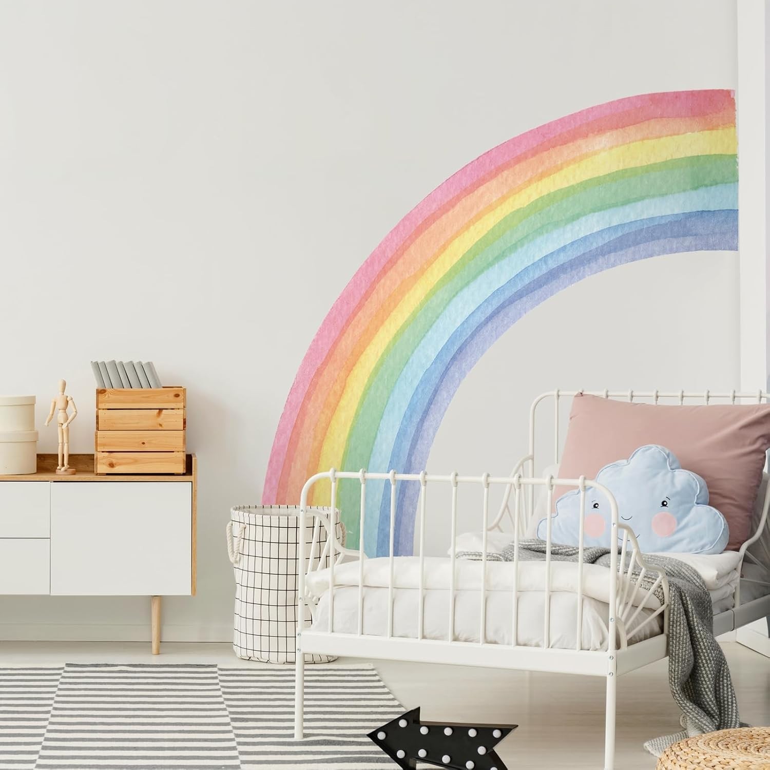 55"x63" Large Rainbow Wall Stickers, Mural Watercolor Half Rainbow Wall Decal…
