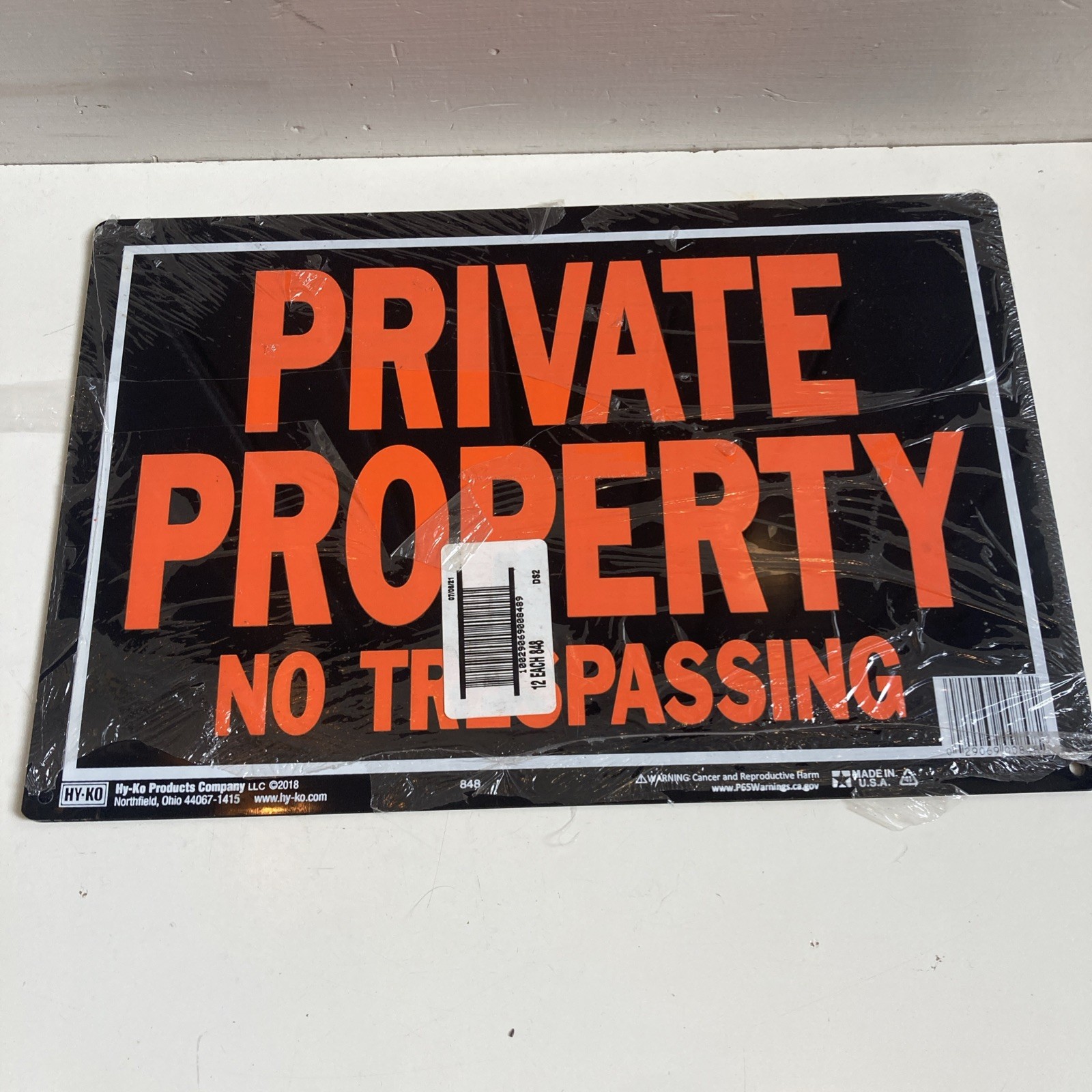 9- Hy-Ko 10×14 Aluminum Private Property No Trespassing Sign Rust Free 848