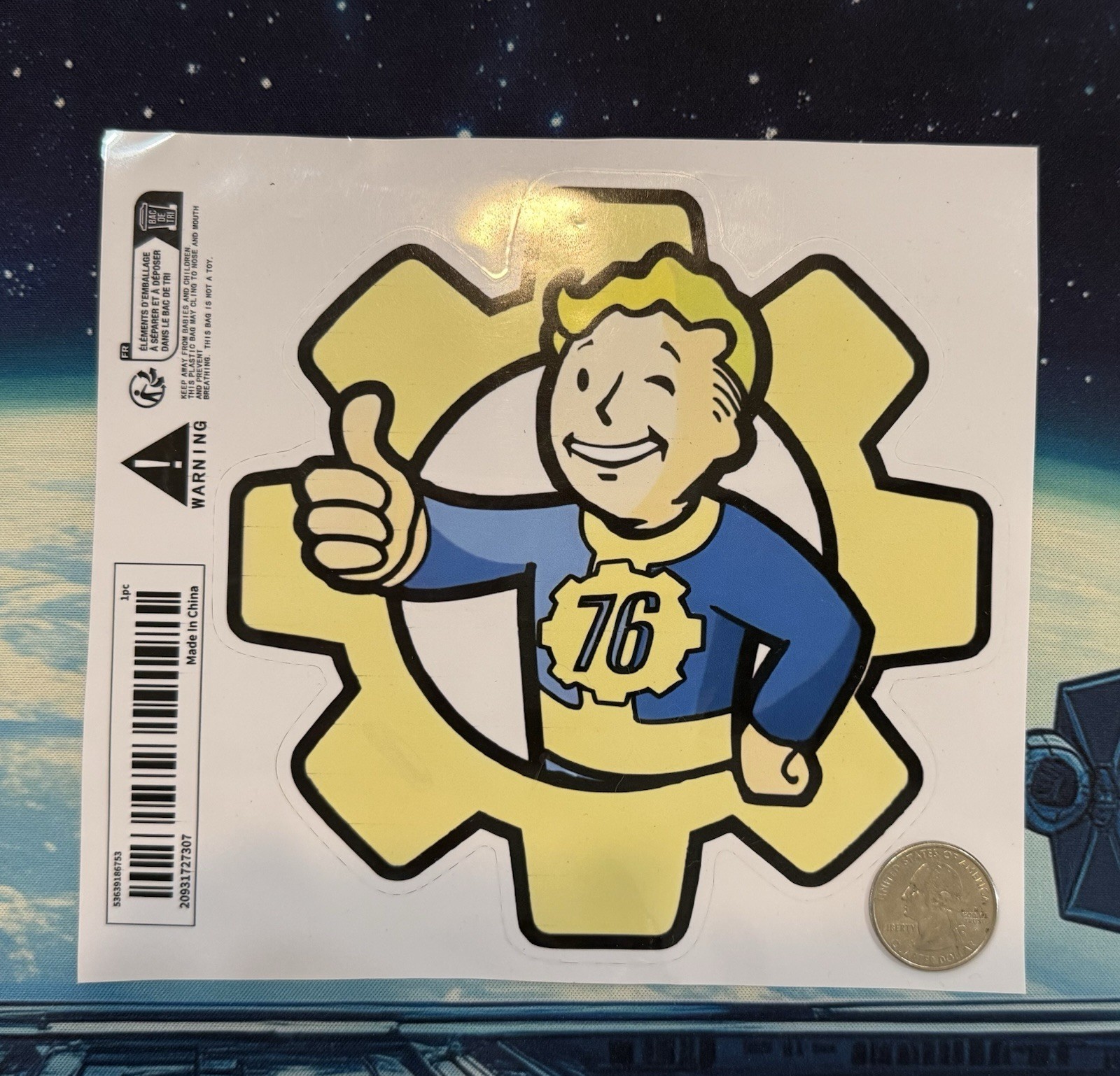 Fallout Vault Boy 76 Gear Vinyl Self-Adhesive Sticker Decal 6.5in Wall Window