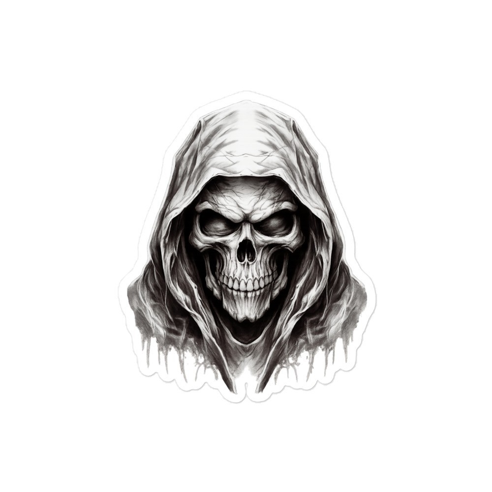 Grim Reaper Death Skull, Vinyl Sticker Decal – Car Window, Laptop, Truck, SUV