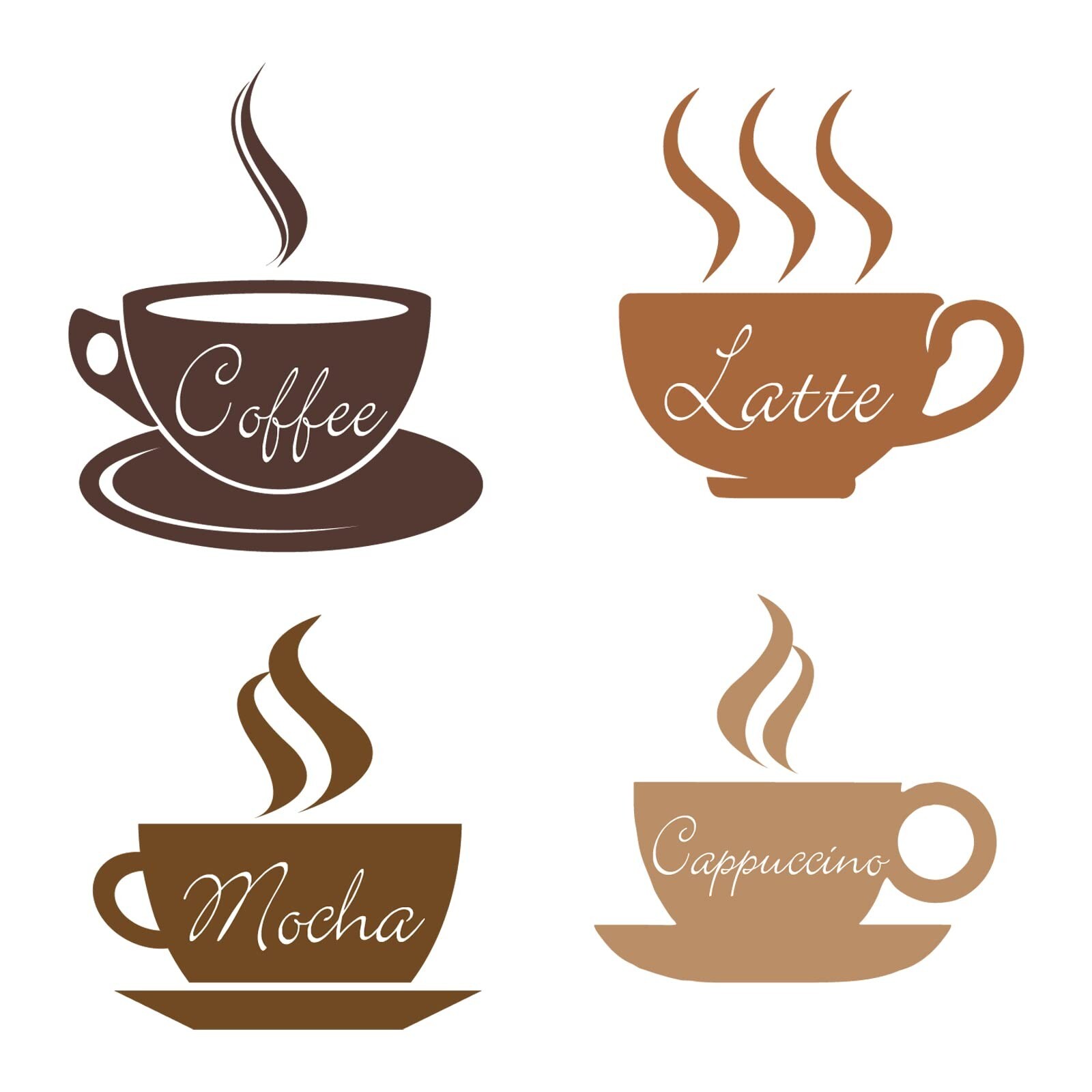 SUPERDANT Coffee Wall Stickers Coffee Cups Wall Decals Latte Mocha Cappuccino…