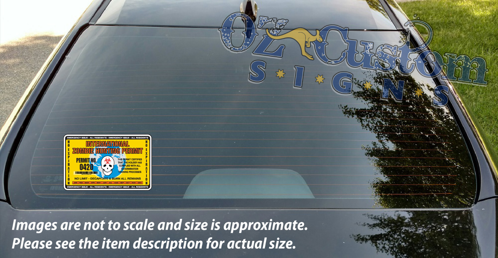 International ZOMBIE HUNTING Permit – Yellow – Full Color Decal/Sticker
