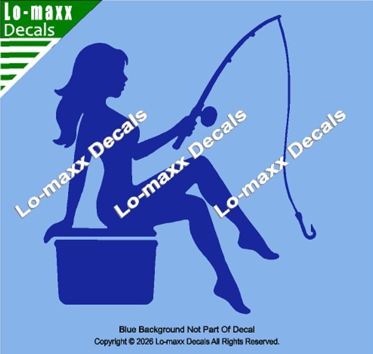 Mudflap Fishing Girl Die Cut Vinyl Decal High Performance Truck Car Sticker