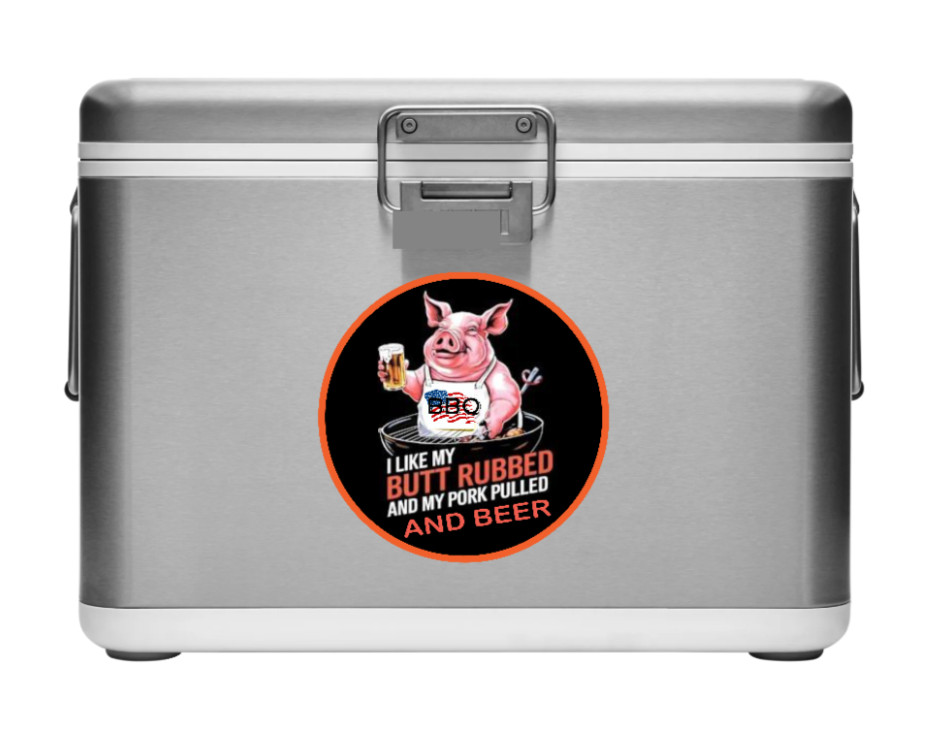 BBQ – (Butt Rubbed and Beer) 4" Vinyl Decal Car Truck Cooler Laptop Smoker Grill