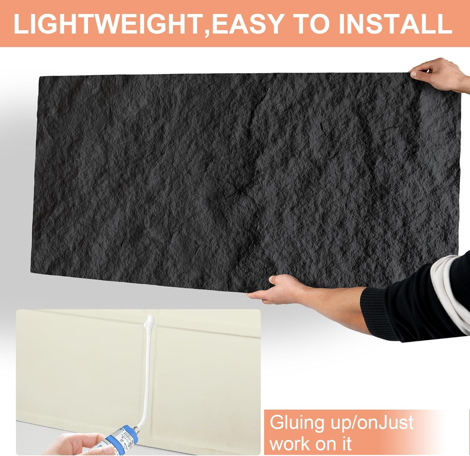 PU 3D Faux Stone Wall Panels, 4 PCS Wainscoting Panel for Interior Wall Decor, C
