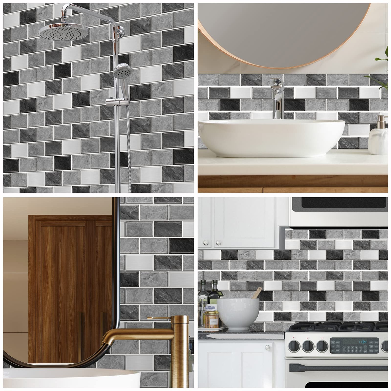 10Sheet Subway Tile Peel and Stick Backsplash for Kitchen,12"x12" Self Adhesi…