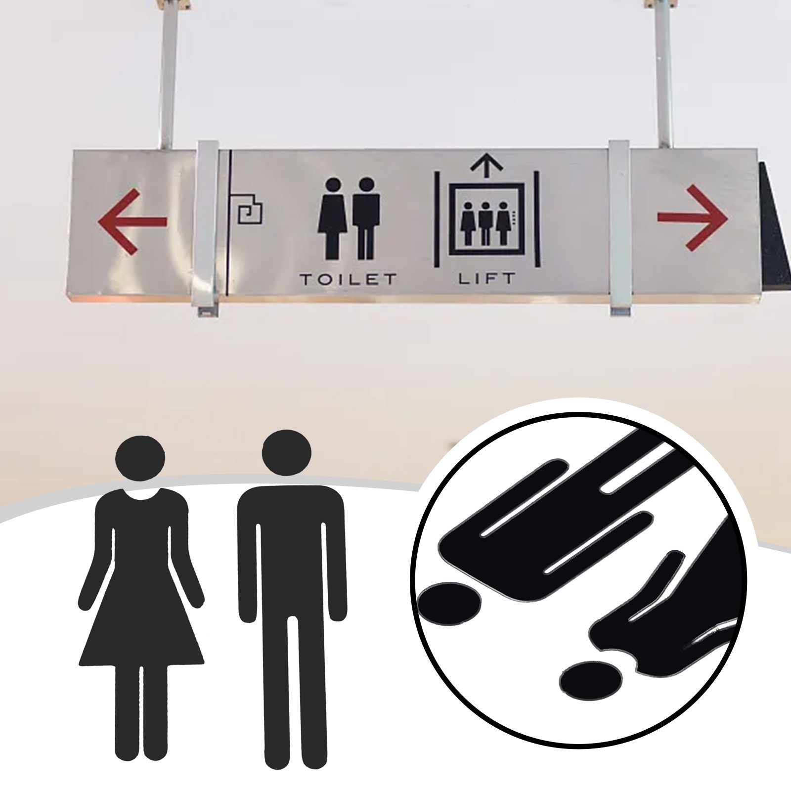 Sticker Toilet Sign Decals Indicator Plaque Men&Woman Replacemnt Restroom