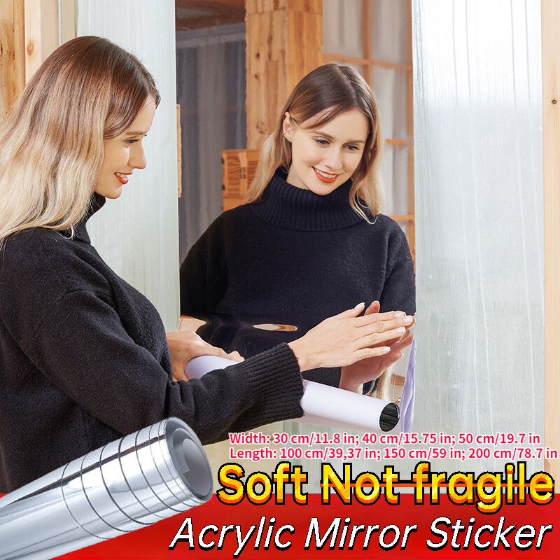 Soft Rectangle Acrylic Mirror Sticker Self Adhesive Wall Decal Sheet Decor DIY