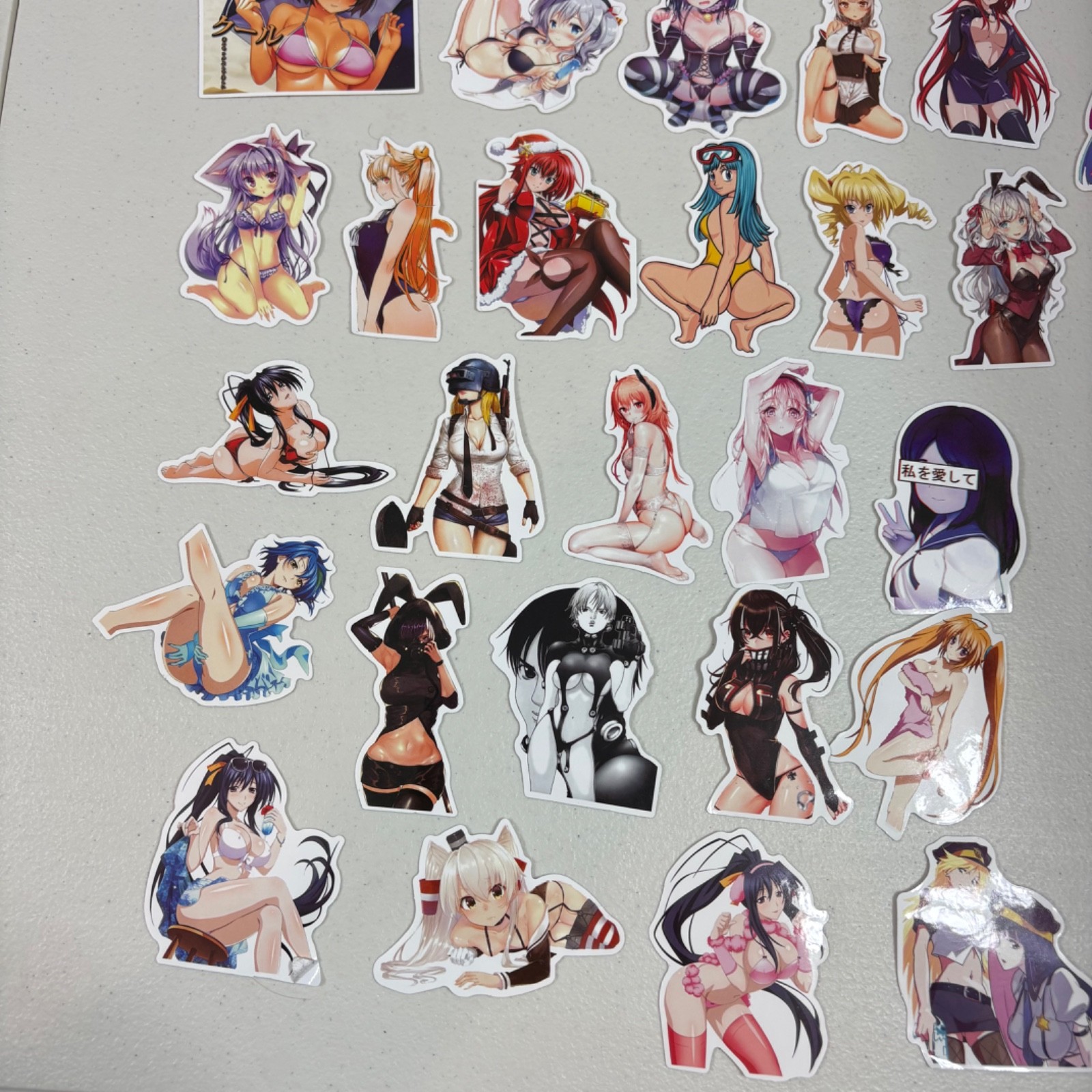 Lot of 26 Waifu Adult Girl Manga Pin Up Anime Bikini Unused Stickers Blank Back