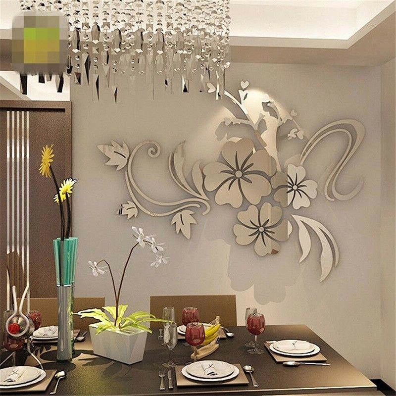 1pc DIY 3D Mirror Wall Sticker Flower Shape Acrylic Removable Home Room Decor