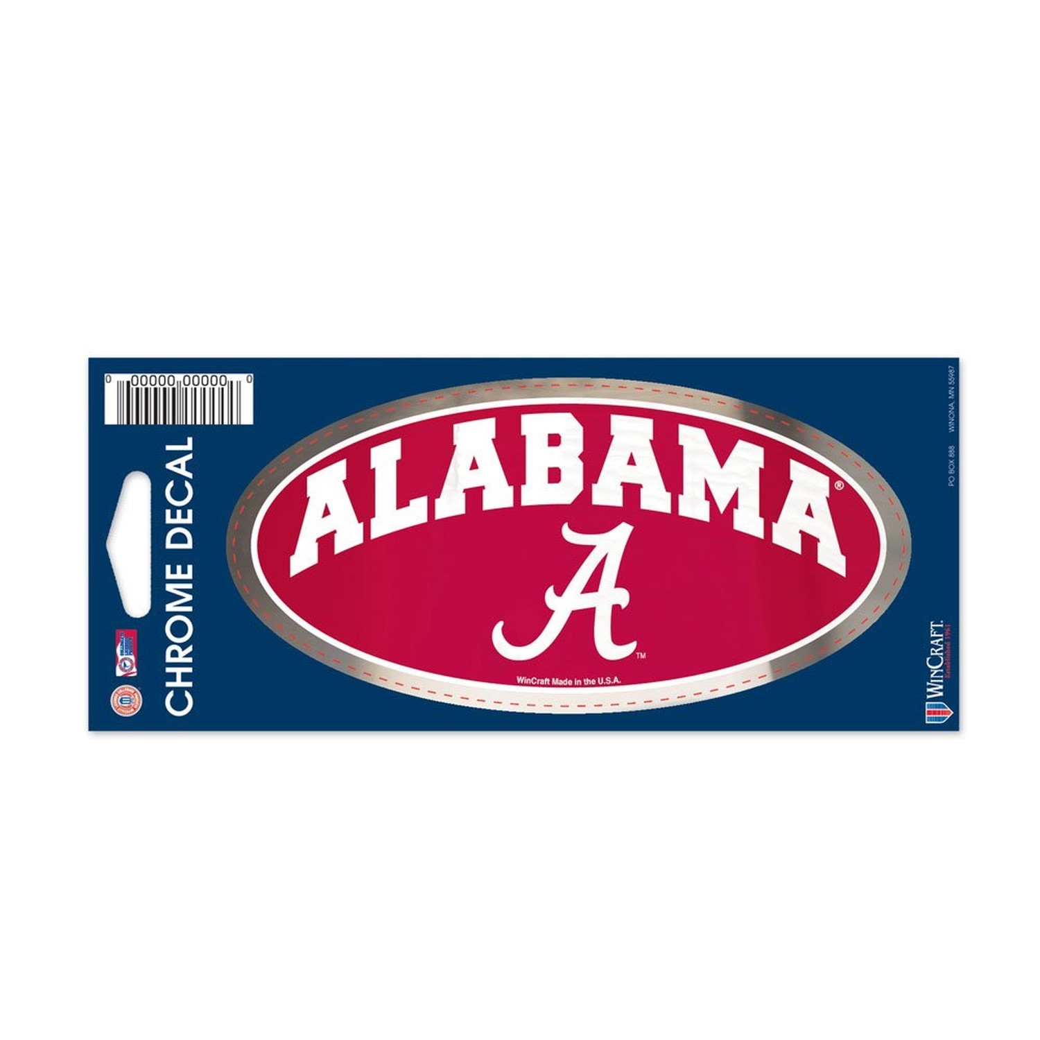 Wincraft NCAA University of Alabama WCR26855014 Chrome Decal, 3" x 7"