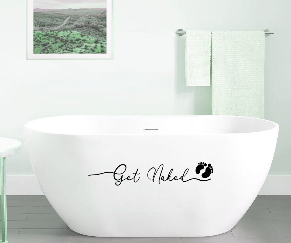 BERRYZILLA Get Naked Decal for Bathroom Door Wall Mirror Shower Bathtub Sticker