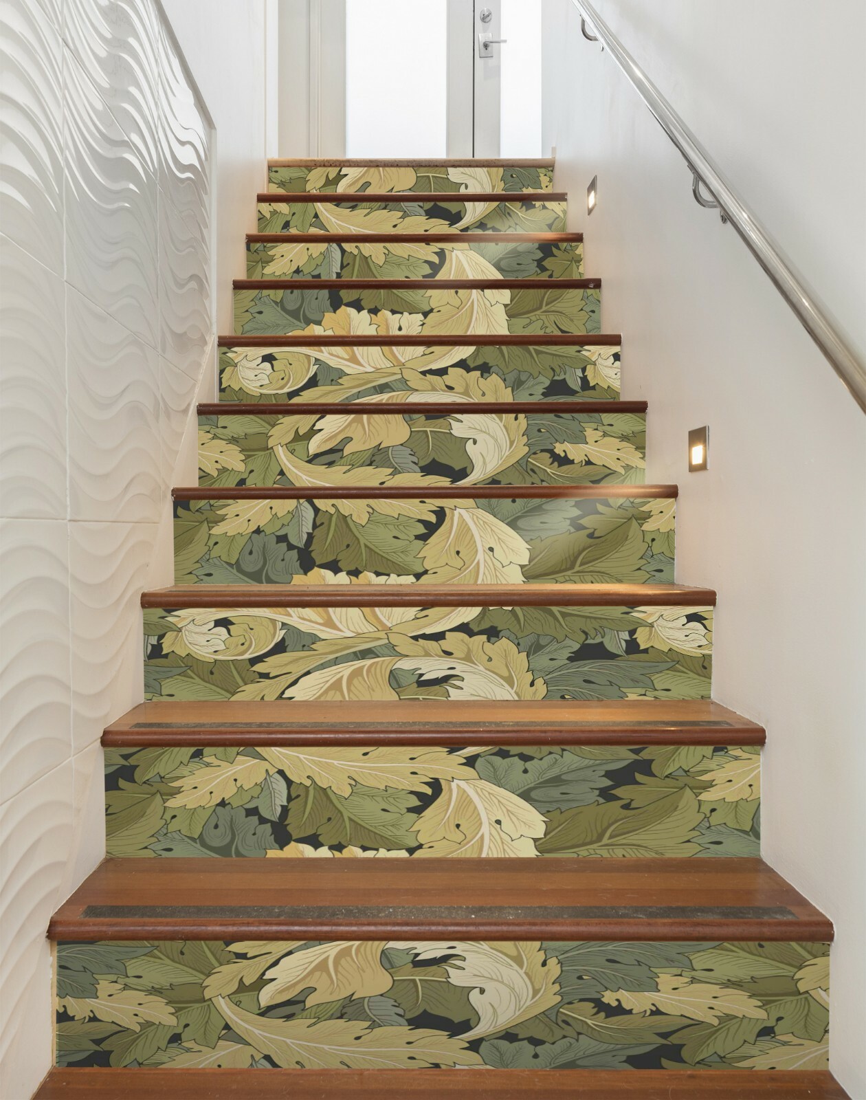 3D Green Leaves NA001 Stair Risers Decoration Photo Mural Decal Wallpaper Fay