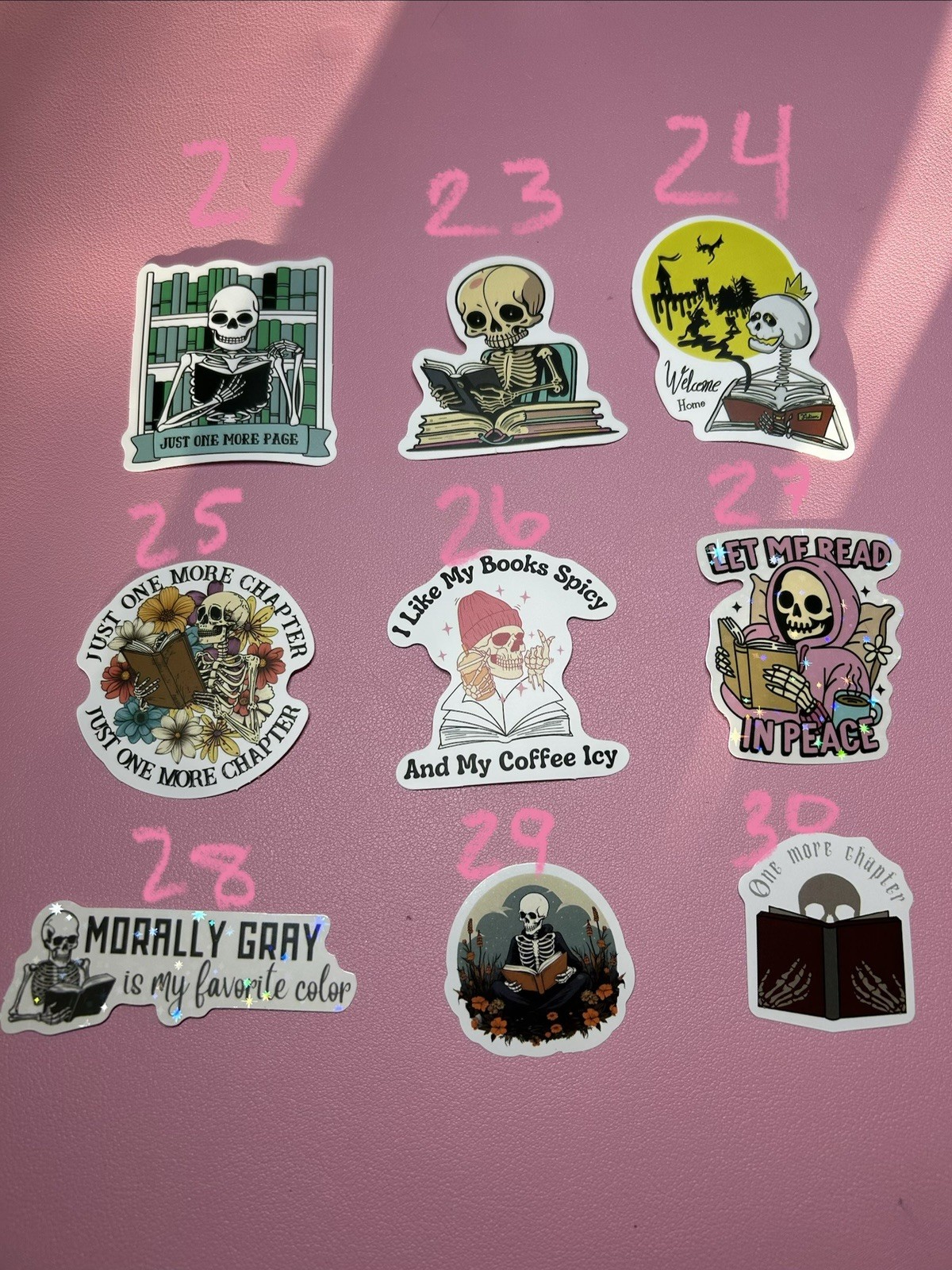 Skeleton Reading Book Stickers