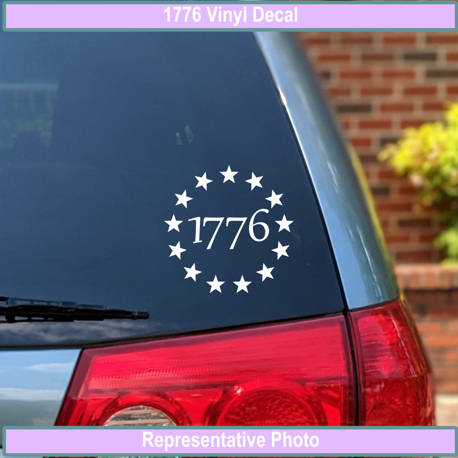 1776 Circles and 13 Stars Permanent Decal | For Cars, Water Bottles , & More