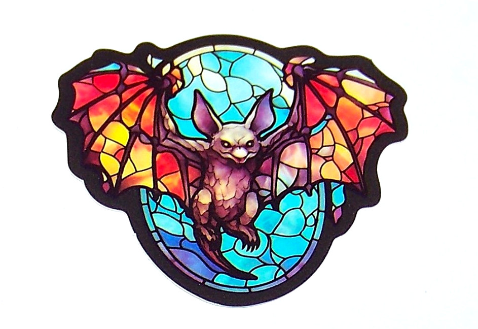 STAINED GLASS – Die Cut Sticker Decal Stained Glass Vampire Bat
