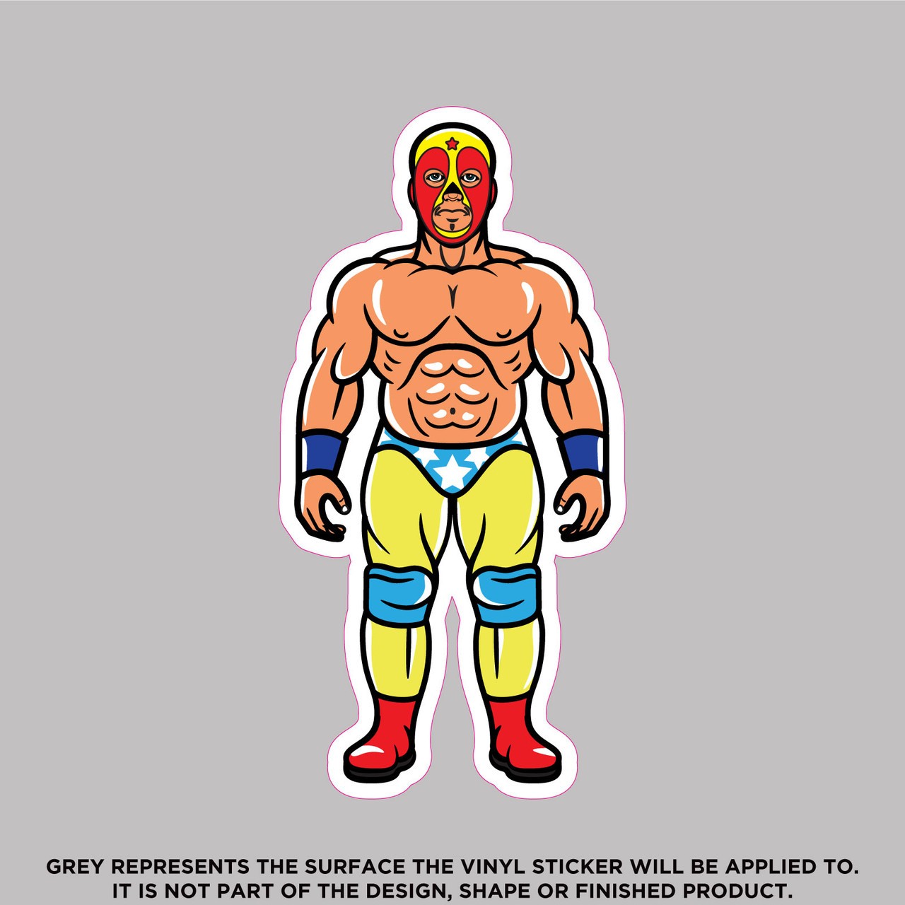 Red & Yellow Masked Wrestler Vinyl Sticker