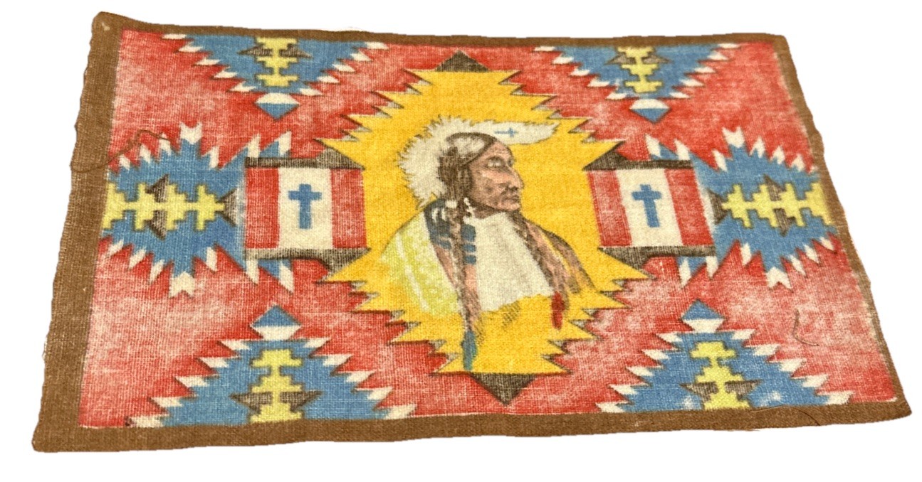 Antique 1920s Tobacco Felt – Chief With Crosses