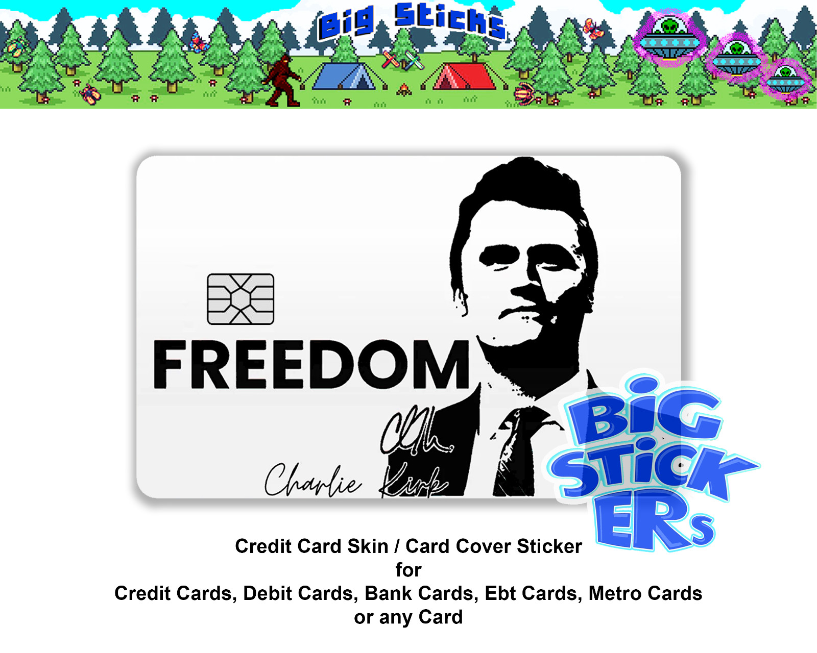 Charlie Kirk "Freedom" Credit Card Vinyl Skin – Premium Quality Die-cut Decal