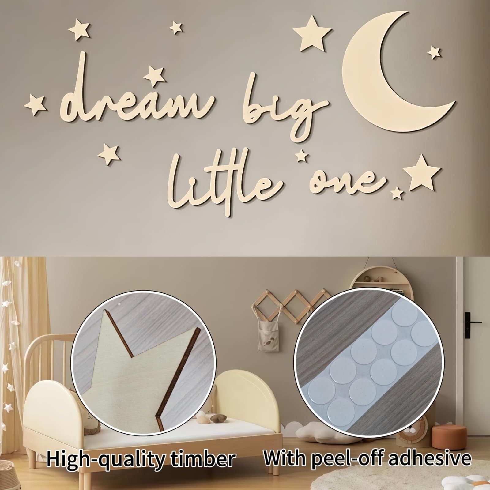 15 Pcs Nursery Wall Art, Moon and Stars Boho Decor for Neutral Baby Room, Woo…