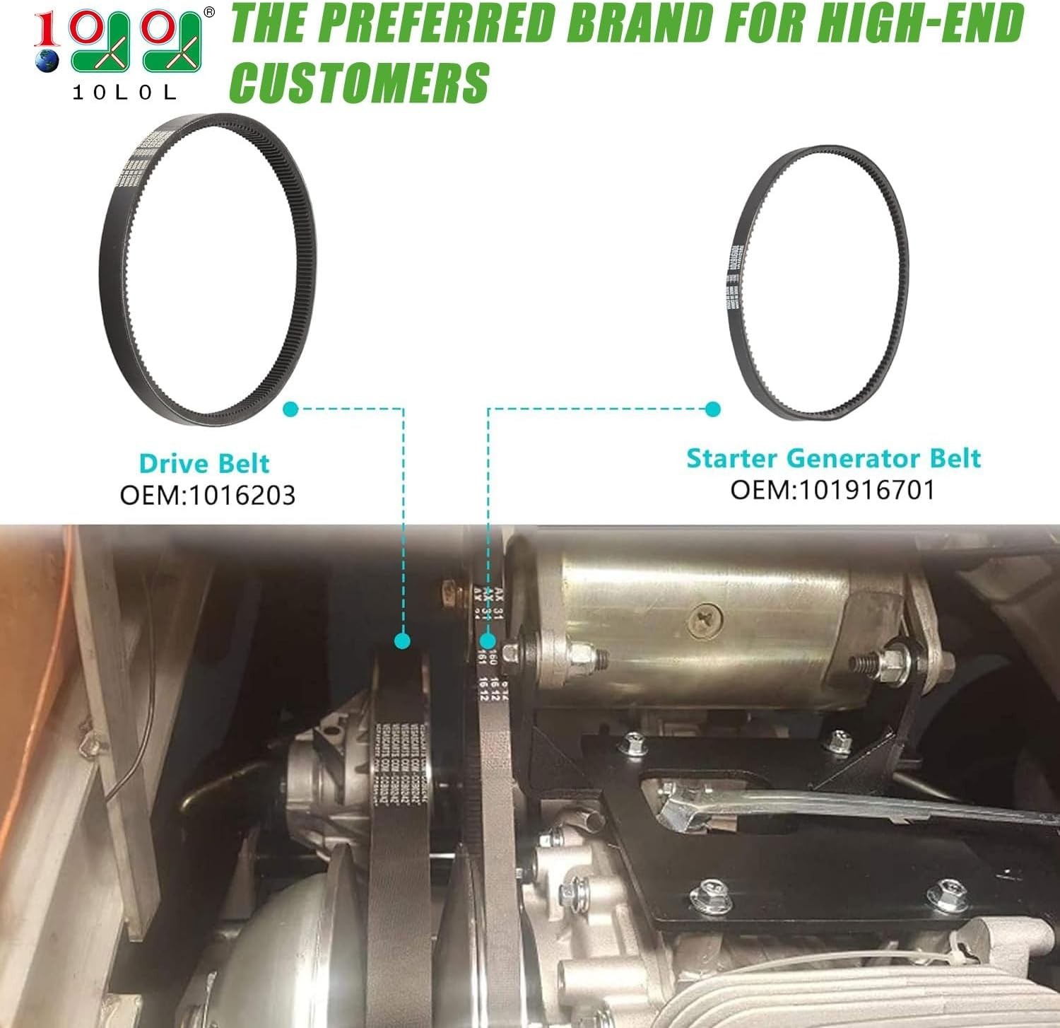 Golf Cart Tune up Kit Drive Belt & Starter Generator Belt for 1992-2004 Club Car