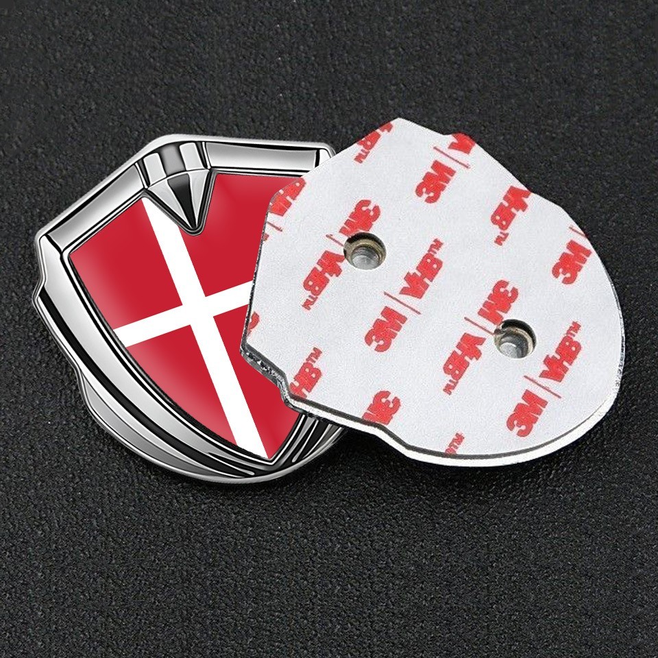 Denmark Flag Metal Shield Dome Sticker 3D Resin Decal Glossy Self Adhesive