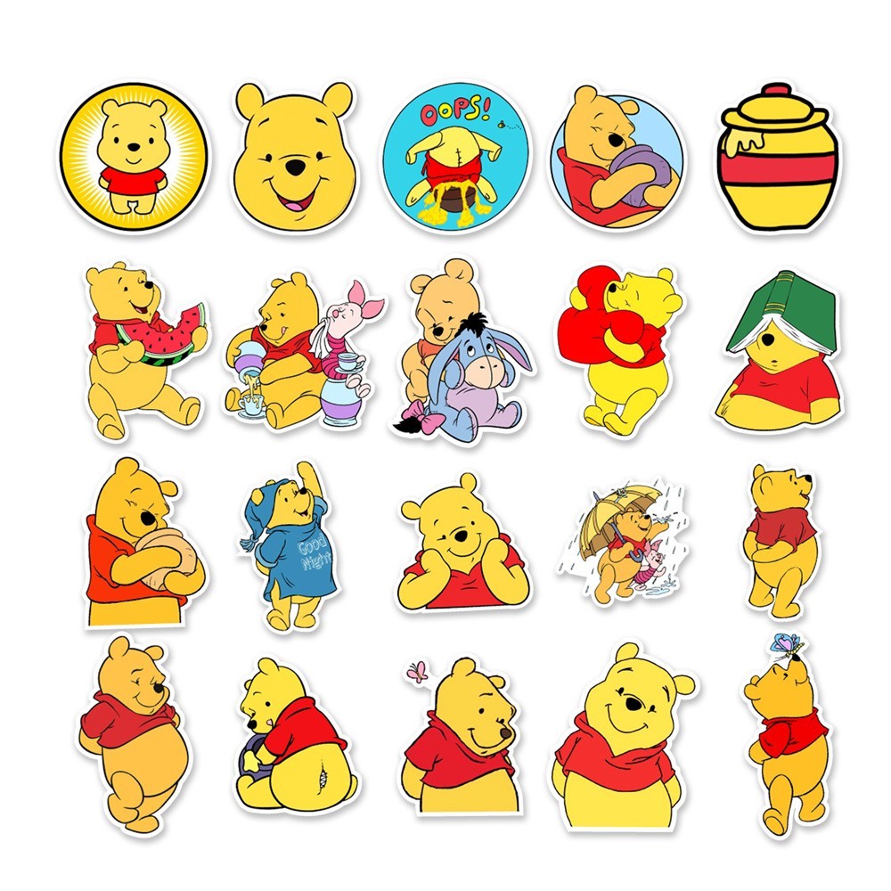 50pc Waterproof Vinyl Stickers Winnie the Pooh Luggage Phone Laptop Water Bottle