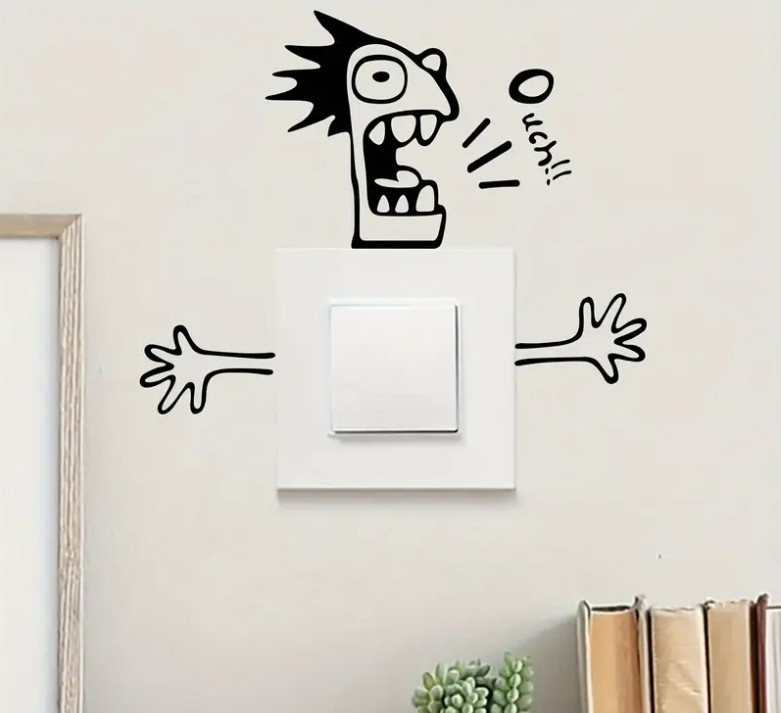 Funny Character Outlet Sticker Home Decor Living Room, Bedroom, Bathroom SD 8