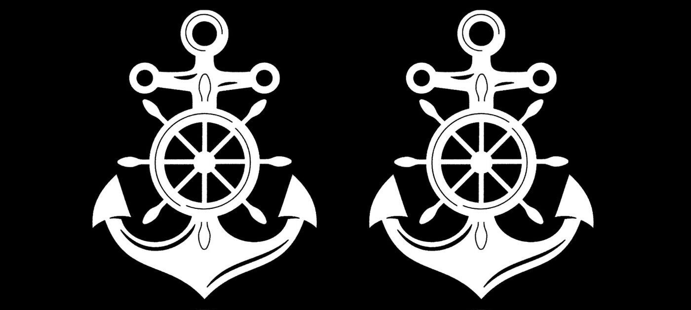 Anchor Wheel Navy Decor Two 5" White Vinyl Decal Car Truck Windows Laptop Tablet