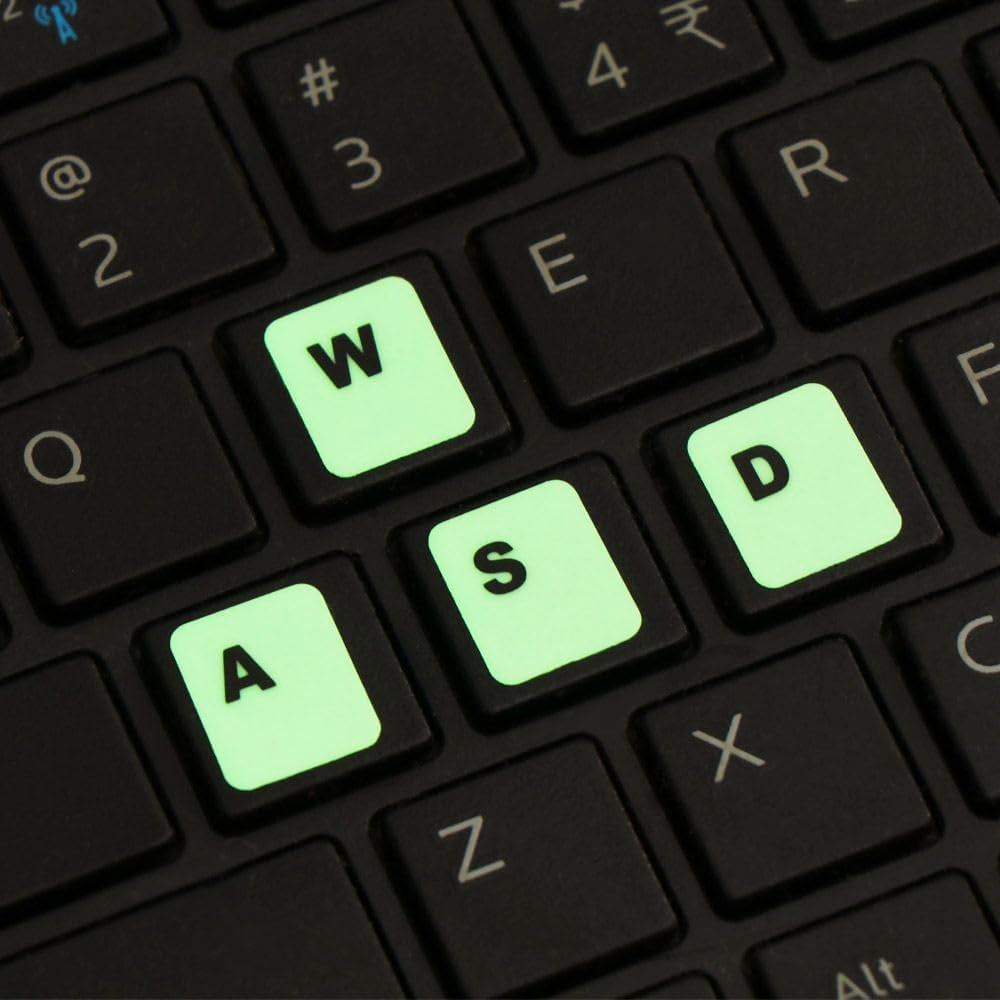 English Sticker Glow in the Dark, Luminous Replacement Keyboard Sticker for Lapt