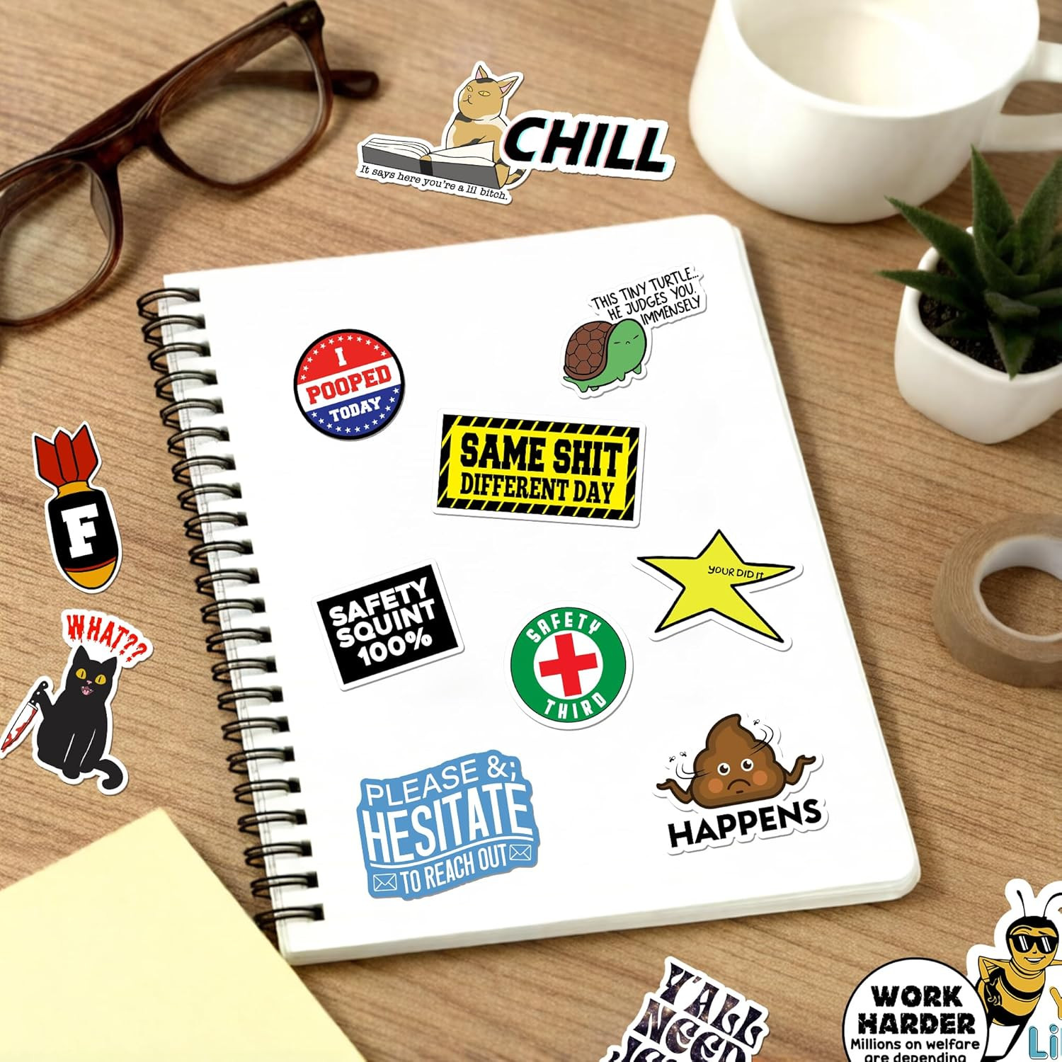400 Pcs Funny Stickers for Adults Dirty Humor, Water Bottles Waterproof Cool